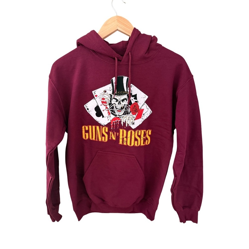 Guns N' Roses Unisex Cards Maroon Pullover Hoodie Sweatshirt Size S